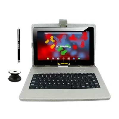 Linsay 10.1" 1280x800 Ips 2gb Ram 32gb Storage Android 12 Tablet With Silver Leather Keyboard/ Pop Holder A In Multi