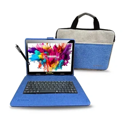 Linsay 10.1 Octa Core 128gb Android 15 Tablet Blue Keyboard