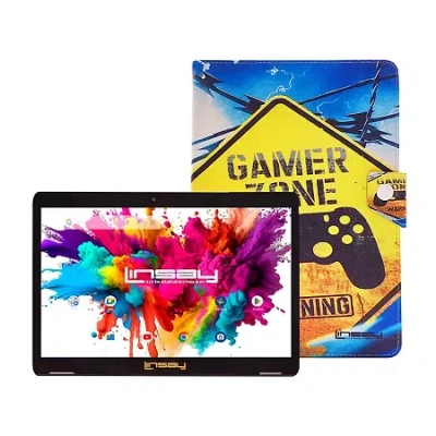 Linsay 10.1 Octa Core 128gb Android 15 Tablet Gamer Shape Case In Yellow
