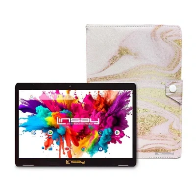 Linsay 10.1 Octa Core 128gb Android 15 Tablet Pink Case