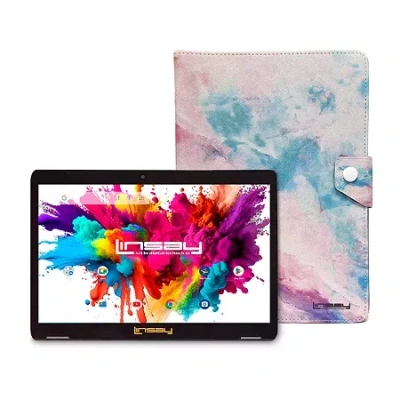 Linsay 10.1 Octa Core 128gb Android 15 Tablet Pink Case
