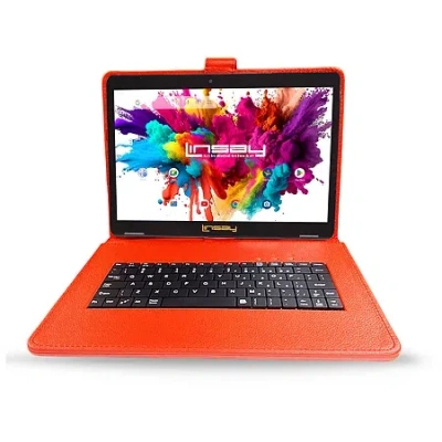 Linsay 10.1 Octa Core 128gb Android 15 Tablet Red Keyboard