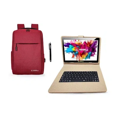 Linsay 10.1 Octa Core 128gb Android 15 Tablet Sand Keyboard In White