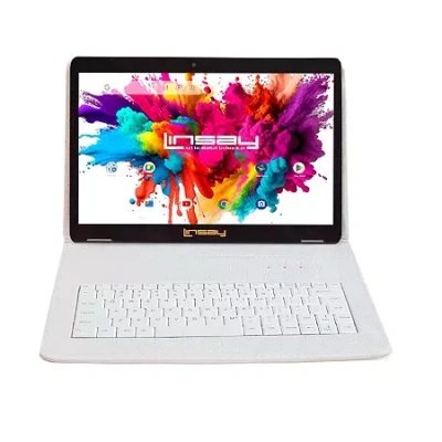 Linsay 10.1 Octa Core 128gb Android 15 Tablet White Croc Keyboard