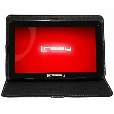Linsay 10.1" Quad Core 2gb Ram 32gb Storage Android 12 Tablet Bundle With Black Leather Case"