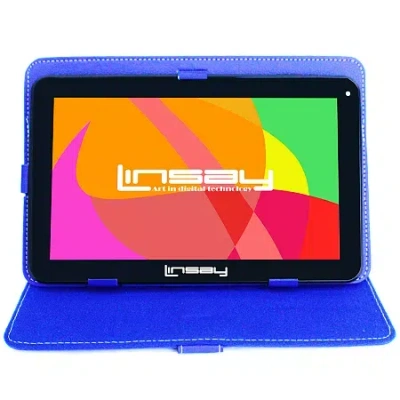 Linsay 10.1" Quad Core 2gb Ram 32gb Storage Android 12 Tablet With Blue Leather Case"