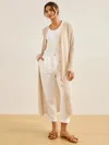 Lintico 100% Linen Longline Cardigan In Neutral