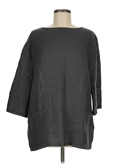 Pre-owned Lintico 3/4 Sleeve Top Gray Boatneck Tops