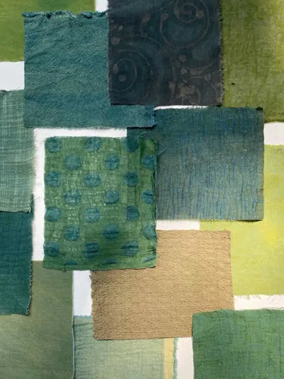 Lintico Avocado Green Plant-dyed Cotton Linen Silk Patchwork Kit (13 Swatches)