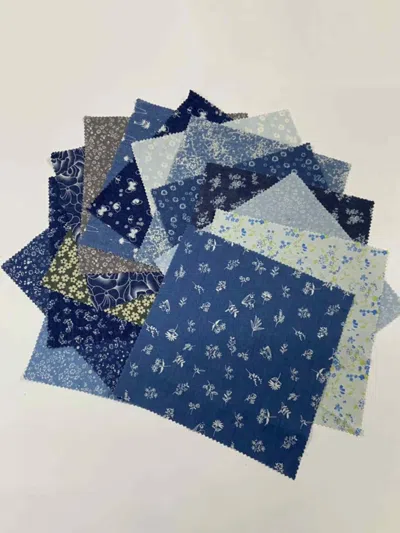 Lintico Denim Fabric Scraps Kit For Diy Patchwork (5 Pieces) In Blue
