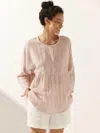 Lintico Linen Checked Long-sleeved Top In Pink