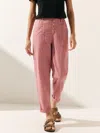 Lintico Linen Simple Checked Button Fly Trousers In Purple