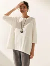 Lintico Linen White Boat Neck Oversized Top Ava In White
