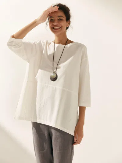 Lintico Linen White Boat Neck Oversized Top Ava