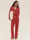 Lintico Long Sleeve Bamboo Pajama Set Adeline In Red