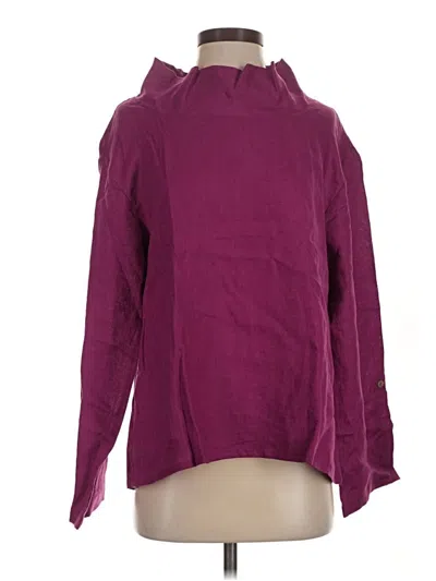 Pre-owned Lintico Long Sleeve Blouse In Burgundy