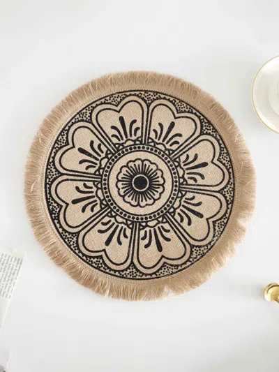 Lintico Nordic Woven Jute Placemat Round Fringe Decorative Heat-resistant Mat