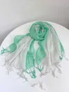 Lintico Vintage Plaid Linen Scarf Lightweight Sunshade Shawl In White