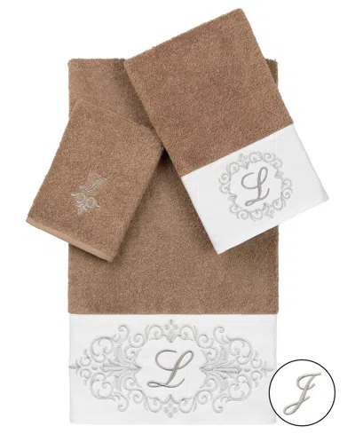 Linum Home 100% Turkish Cotton Monica 3-pc. Embellished Towel Set In Latte J