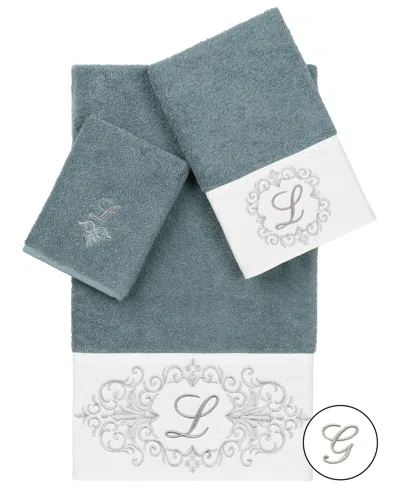 Linum Home 100% Turkish Cotton Monica 3-pc. Embellished Towel Set In Teal G
