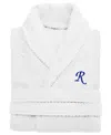 Linum Home 100% Turkish Cotton Personalized Unisex Herringbone Bath Robe In White