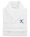 Linum Home 100% Turkish Cotton Personalized Unisex Herringbone Bath Robe In White