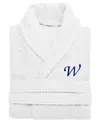 Linum Home 100% Turkish Cotton Personalized Unisex Herringbone Bath Robe In White