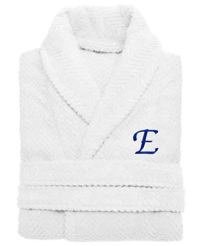Linum Home 100% Turkish Cotton Personalized Unisex Herringbone Bath Robe In Multi