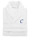 Linum Home 100% Turkish Cotton Personalized Unisex Herringbone Bath Robe In White