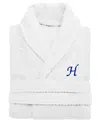 Linum Home 100% Turkish Cotton Personalized Unisex Herringbone Bath Robe In White