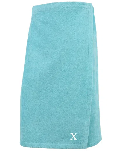 Linum Home 100% Turkish Cotton Terry Personalized Women's Bath Wrap In Blue