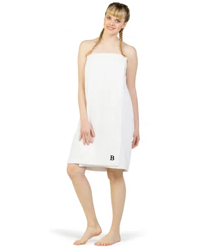 Linum Home 100% Turkish Cotton Terry Personalized Women's Bath Wrap In White