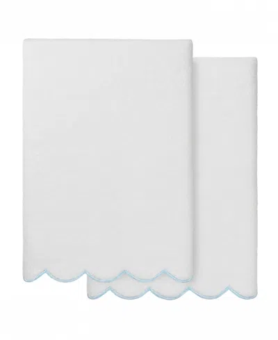 Linum Home Adornia Scallop Cotton 2-pc. Bath Towel Set, 27" X 54" In White