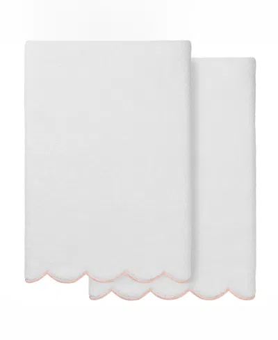 Linum Home Adornia Scallop Cotton 2-pc. Bath Towel Set, 27" X 54" In White