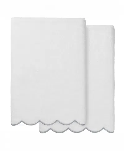 Linum Home Adornia Scallop Cotton 2-pc. Bath Towel Set, 27" X 54" In White