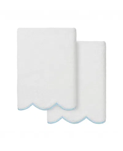Linum Home Adornia Scallop Cotton 2-pc. Hand Towel Set, 16" X 30" In White