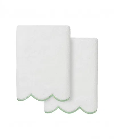 Linum Home Adornia Scallop Cotton 2-pc. Hand Towel Set, 16" X 30" In White