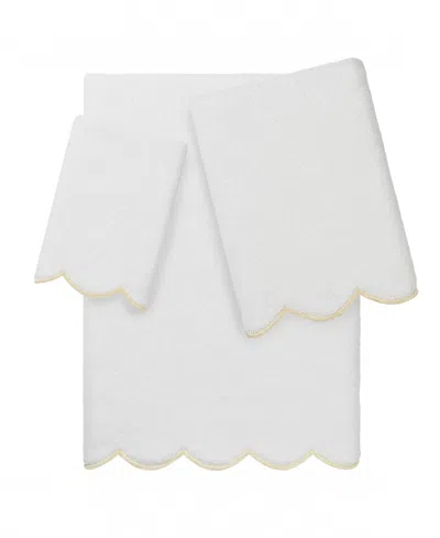 Linum Home Adornia Scallop Cotton 3-pc. Towel Set In White