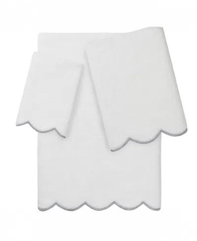 Linum Home Adornia Scallop Cotton 3-pc. Towel Set In White