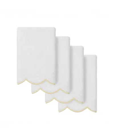Linum Home Adornia Scallop Cotton 4-pc. Fingertip Towel Set, 11" X 18" In White