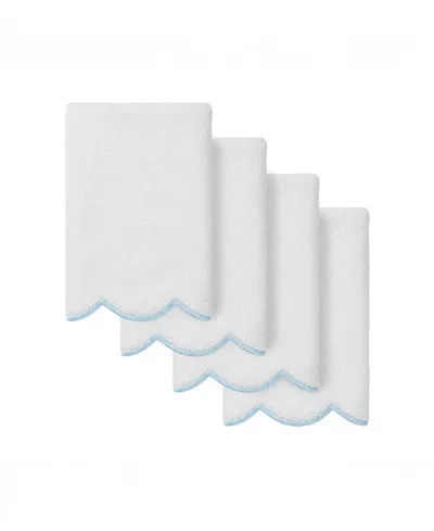 Linum Home Adornia Scallop Cotton 4-pc. Fingertip Towel Set, 11" X 18" In White