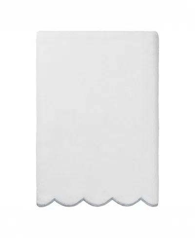 Linum Home Adornia Scallop Cotton Bath Towel, 27" X 54" In White