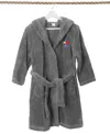 Linum Home Boat Kids Super Plush Double Brushed Hooded Bathrobe In Grey