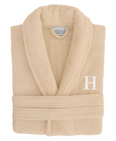 Linum Home Bookman Font 100% Turkish Cotton Unisex Terry Bathrobe In Beige H