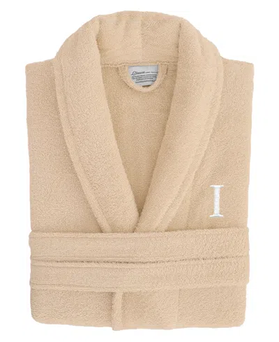 Linum Home Bookman Font 100% Turkish Cotton Unisex Terry Bathrobe In Beige I