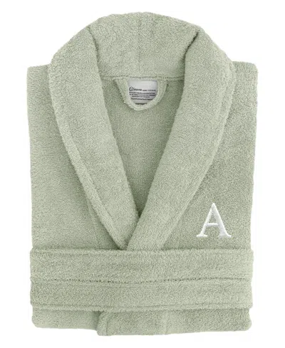 Linum Home Bookman Font 100% Turkish Cotton Unisex Terry Bathrobe In Green
