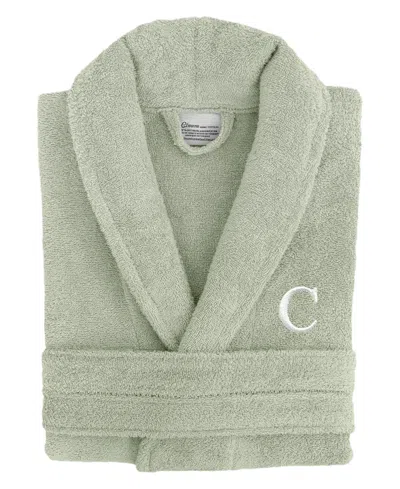 Linum Home Bookman Font 100% Turkish Cotton Unisex Terry Bathrobe In Green C