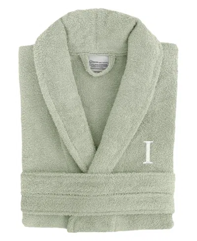 Linum Home Bookman Font 100% Turkish Cotton Unisex Terry Bathrobe In Green I