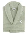 Linum Home Bookman Font 100% Turkish Cotton Unisex Terry Bathrobe In Green