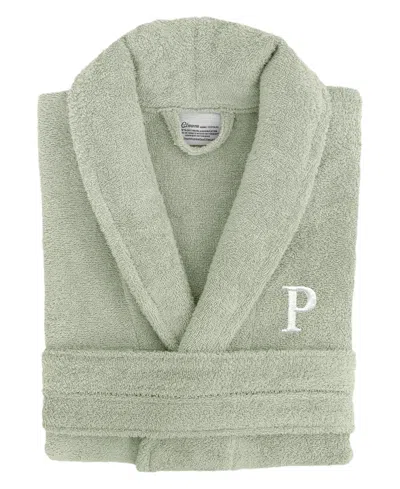 Linum Home Bookman Font 100% Turkish Cotton Unisex Terry Bathrobe In Green P